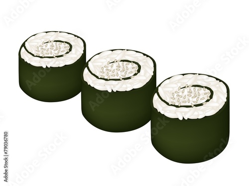 Maki Sushi Roll or Nori Roll with Sesame