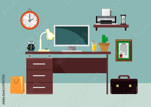 Vector workplace flat illustration