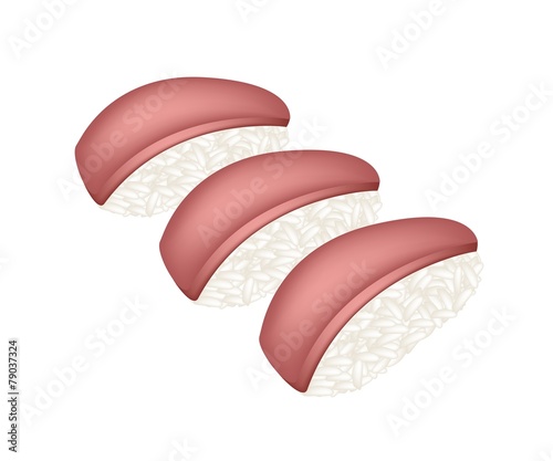 Maguro Sushi or Tuna Nigiri on White Background