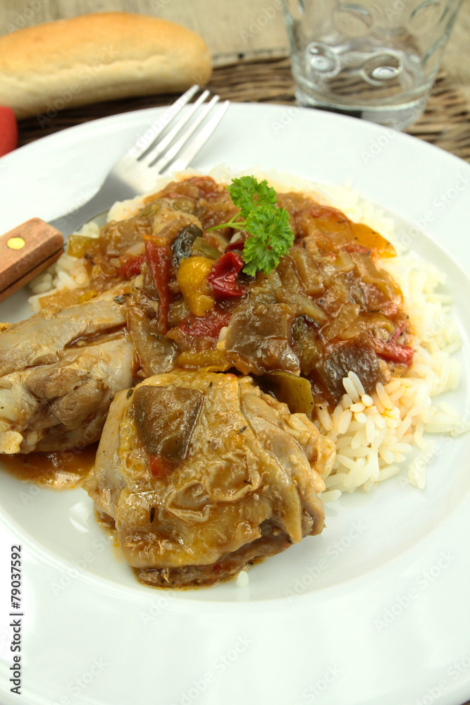poulet basquaise et riz poulet basquaise et riz