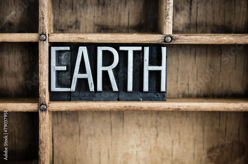 Earth Concept Metal Letterpress Word in Drawer