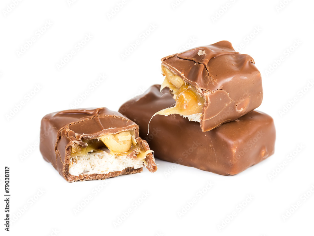 Chocolate bar with caramel and nuts Chocolate bar with caramel and nuts