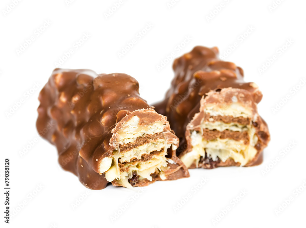 Chocolate bar with wafer and nuts Chocolate bar with wafer and nuts