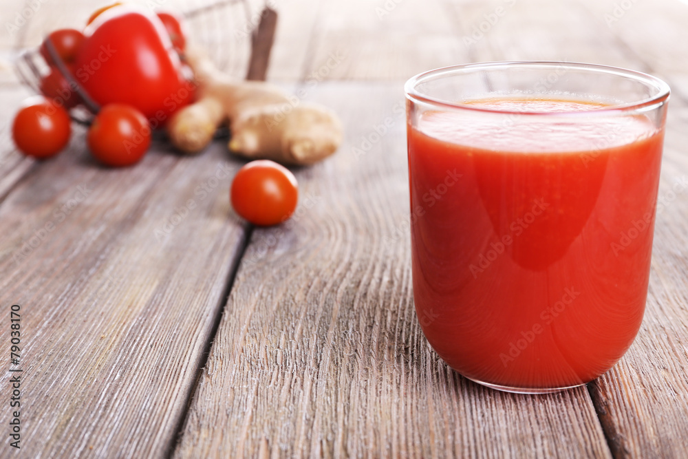 Glass of tomato juice with cherry tomatoes Glass of tomato juice with cherry tomatoes