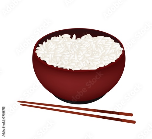 A Bowl of White Rice on White Background
