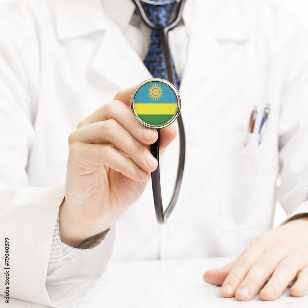 Doctor holding stethoscope with flag series - Rwanda