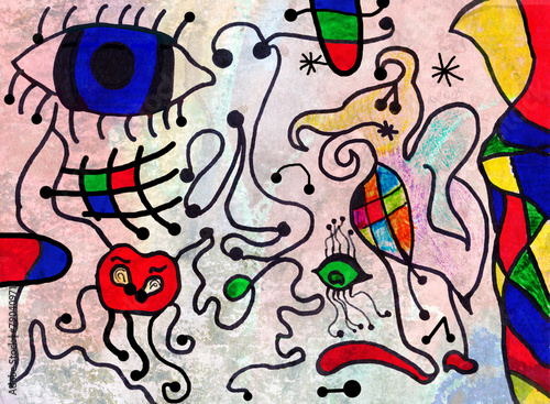 Colorful abstract art painting by a ten years old child