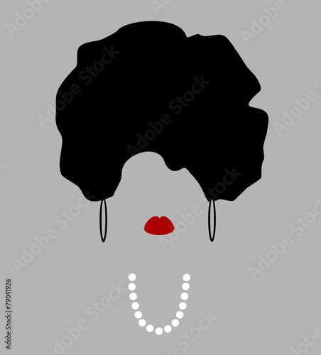 woman wearing pearl necklace and lipstick