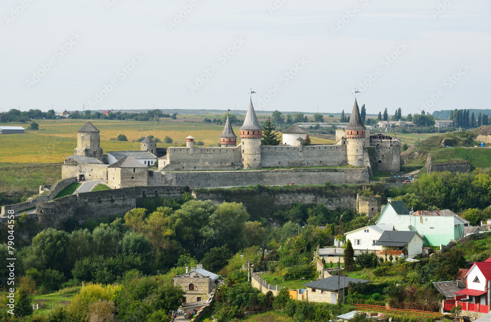 Ukrainian city Kamyanets-Podilsky with a medieval fortress