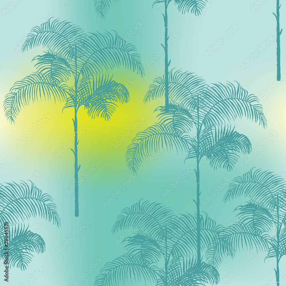 Tropical Palm Trees Background - Gradient Seamless Pattern