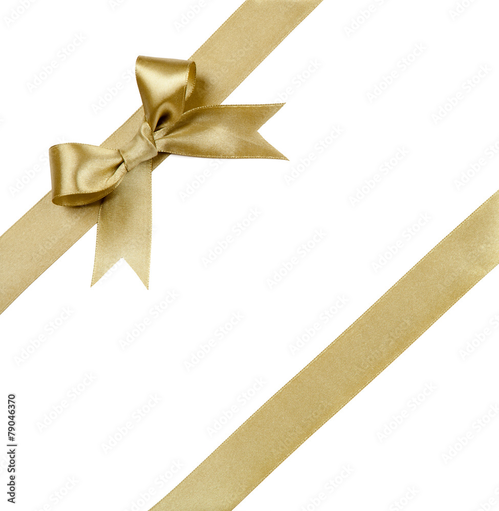 Gift ribbon with bow isolated on white - obrazy, fototapety, plakaty 