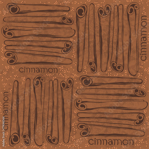 Seamless pattern with  cinnamon sticks. Hand-drawn vector illust