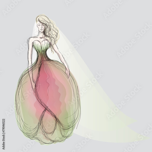 Tulip wedding dress / Sketch of fairy bride