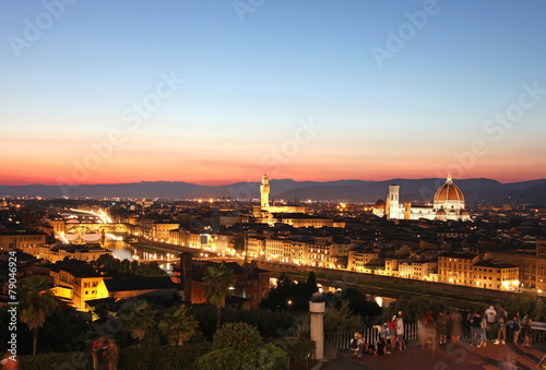 Scenic view of Florence after sunset from Piazzale Michelangelo