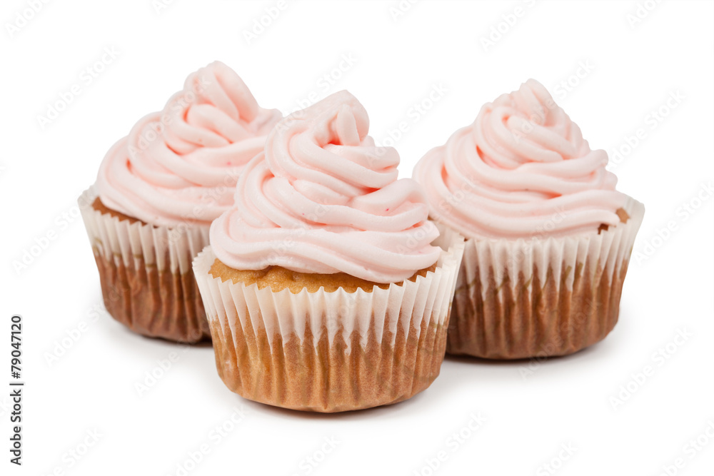 Birthday cupcake isolated on white background