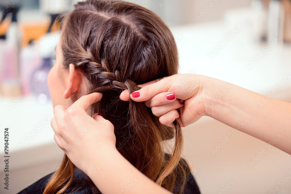 Fototapeta premium Beautiful woman in hair salon