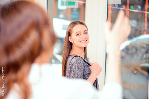 Beautiful woman in hair salon