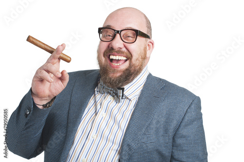Laughing man with a cigar..