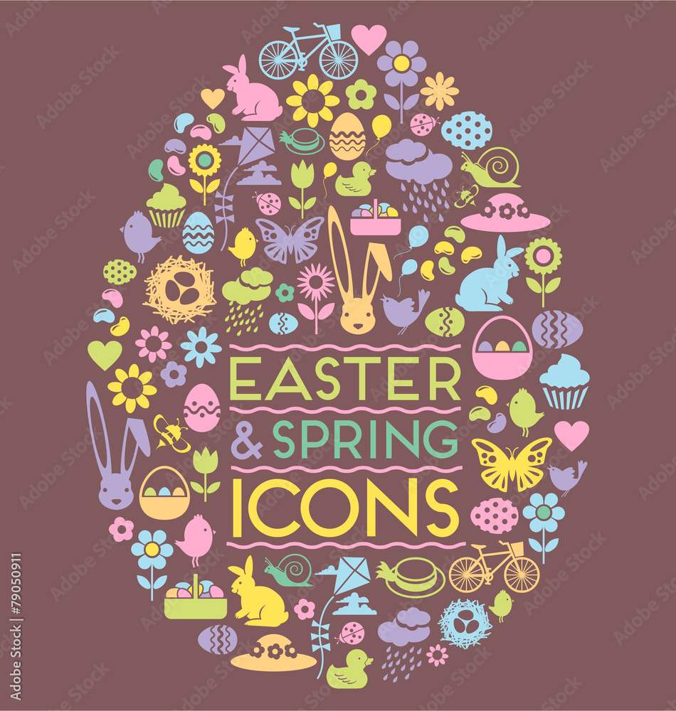 Fototapeta premium easter and spring icons easter egg