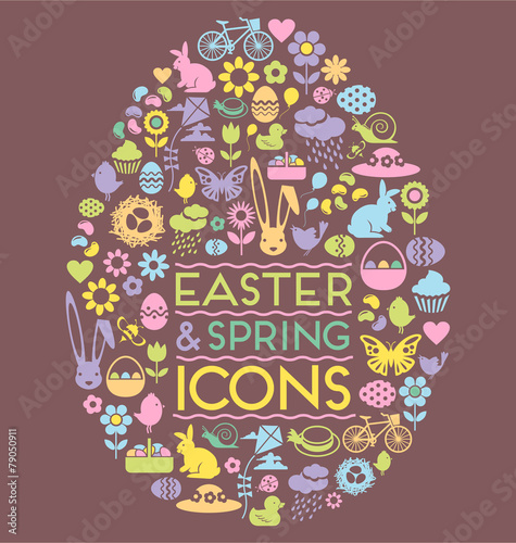 easter and spring icons easter egg