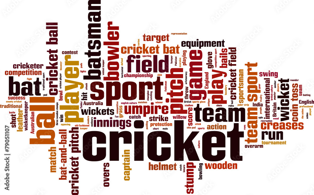 Cricket word cloud concept. Vector illustration Cricket word cloud concept. Vector illustration