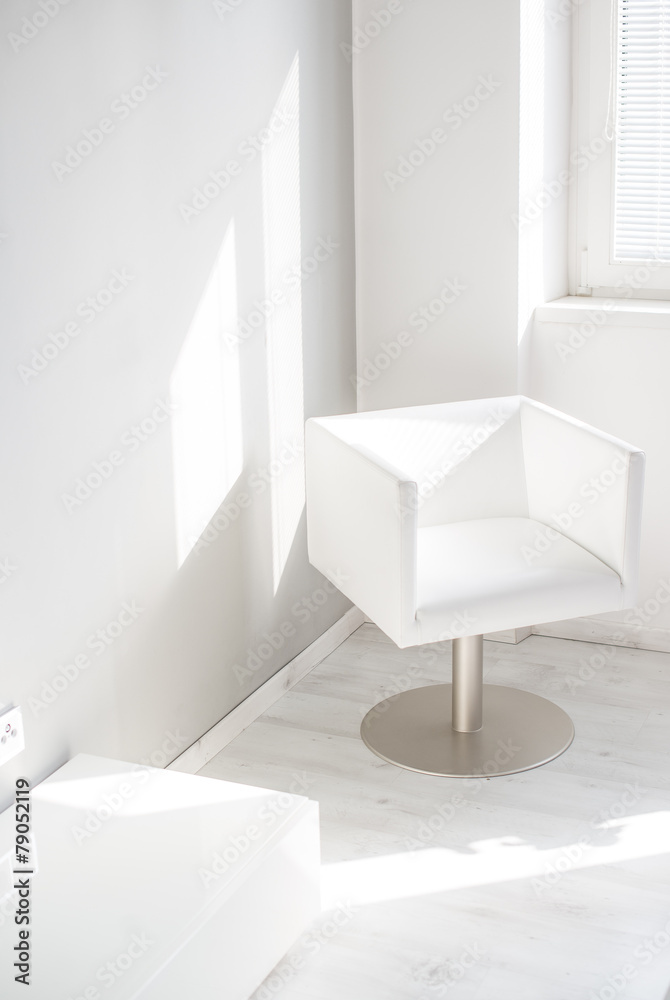 Whte chair in the living room