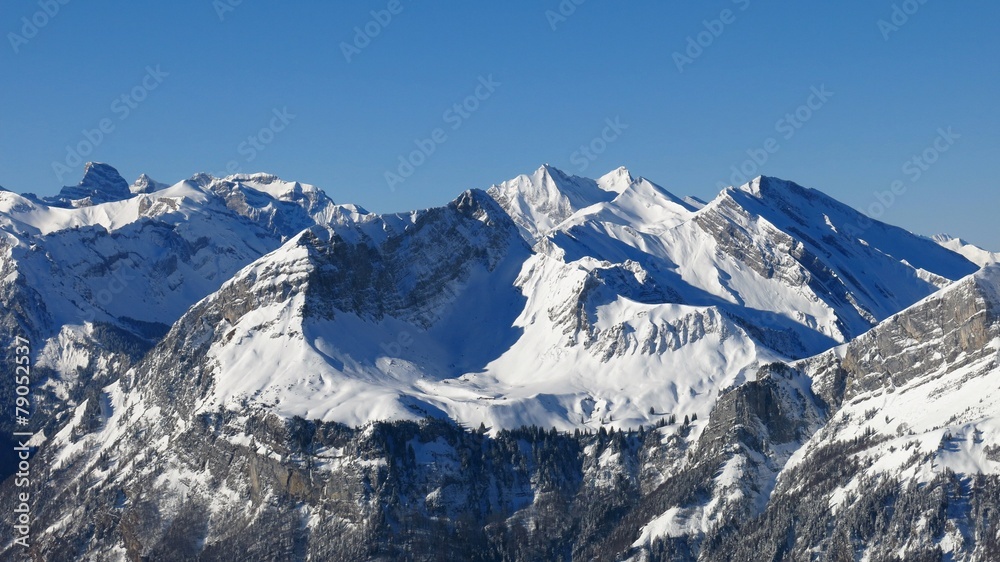 High mountains in Central Switzerland, view from Fronalpstock