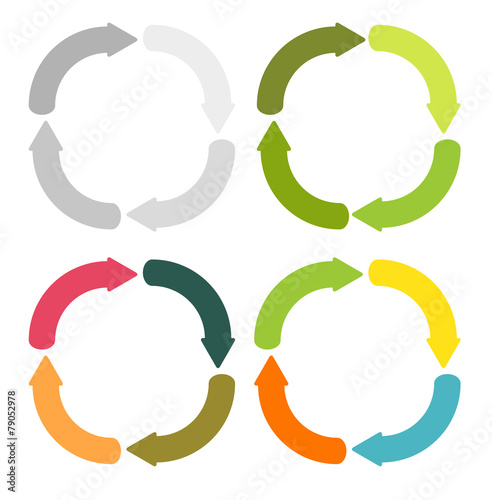 4 circular round arrows