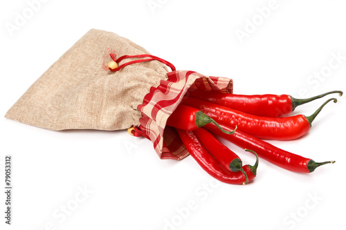 Chili peppers in sack
