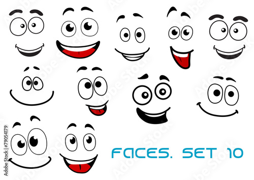 Happy emotions on cartoon faces