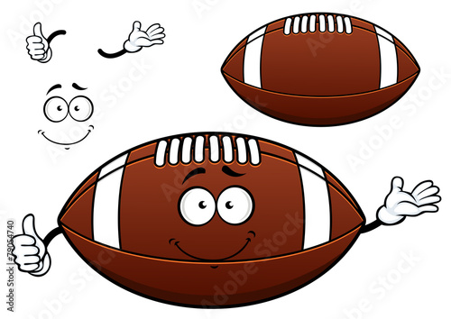 American football or rugby ball cartoon character