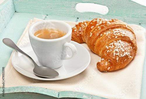 Espresso coffee with croissant
