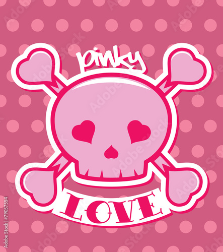 Pink cute simple romantic girly skull