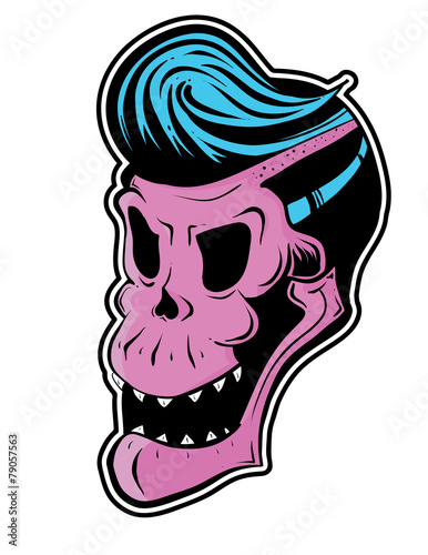 hipster rockabilly pink skull