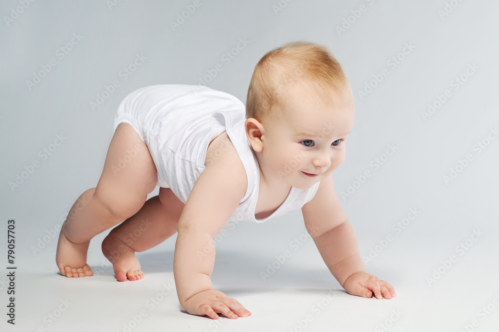 Closeup portrait of happy baby. Newborn Closeup portrait of happy baby. Newborn