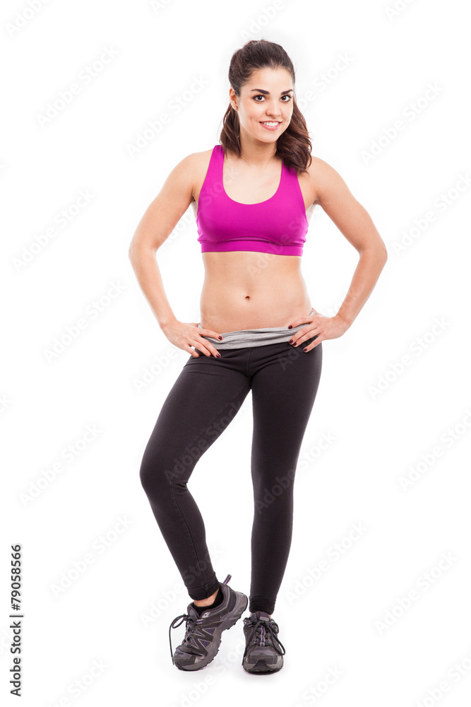 Cheerful girl in sporty outfit Cheerful girl in sporty outfit