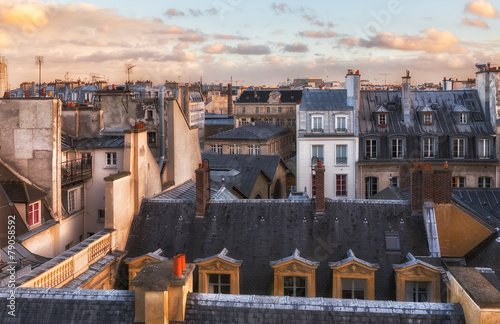 Paris rooftops in the historic heart of the city. Romantic view