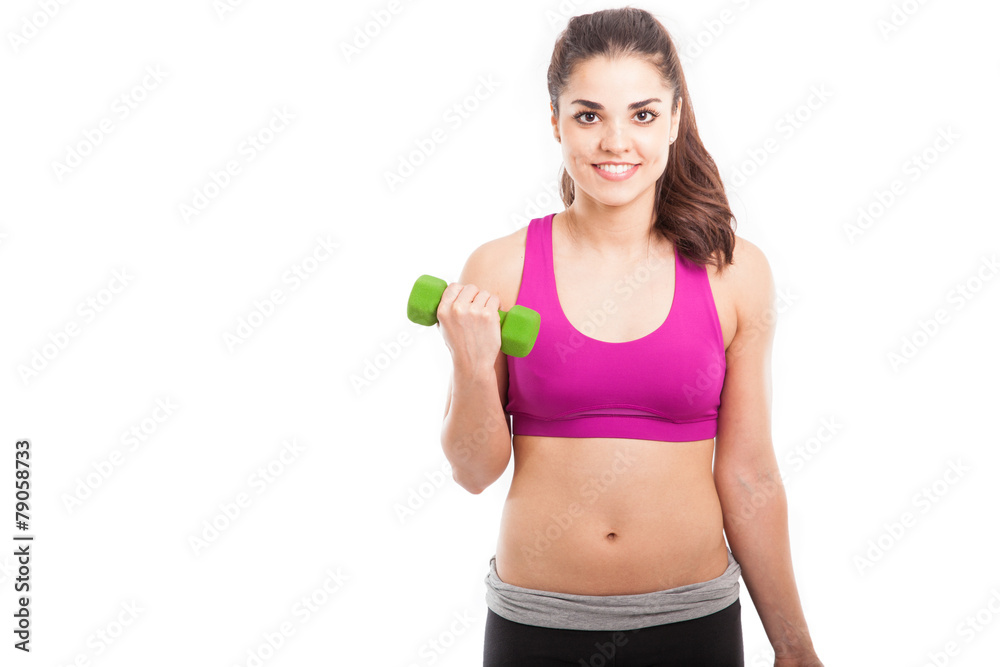 Happy Hispanic girl working out Happy Hispanic girl working out
