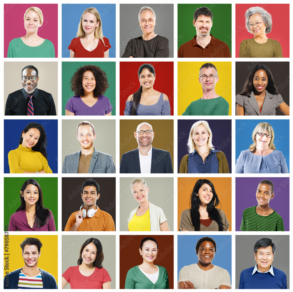 Human Face Set of Faces Collection Diversity Concept Human Face Set of Faces Collection Diversity Concept
