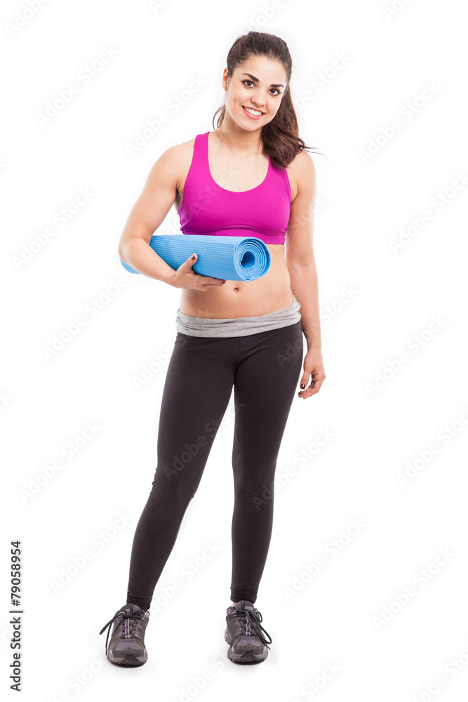 Pretty girl ready for yoga Pretty girl ready for yoga