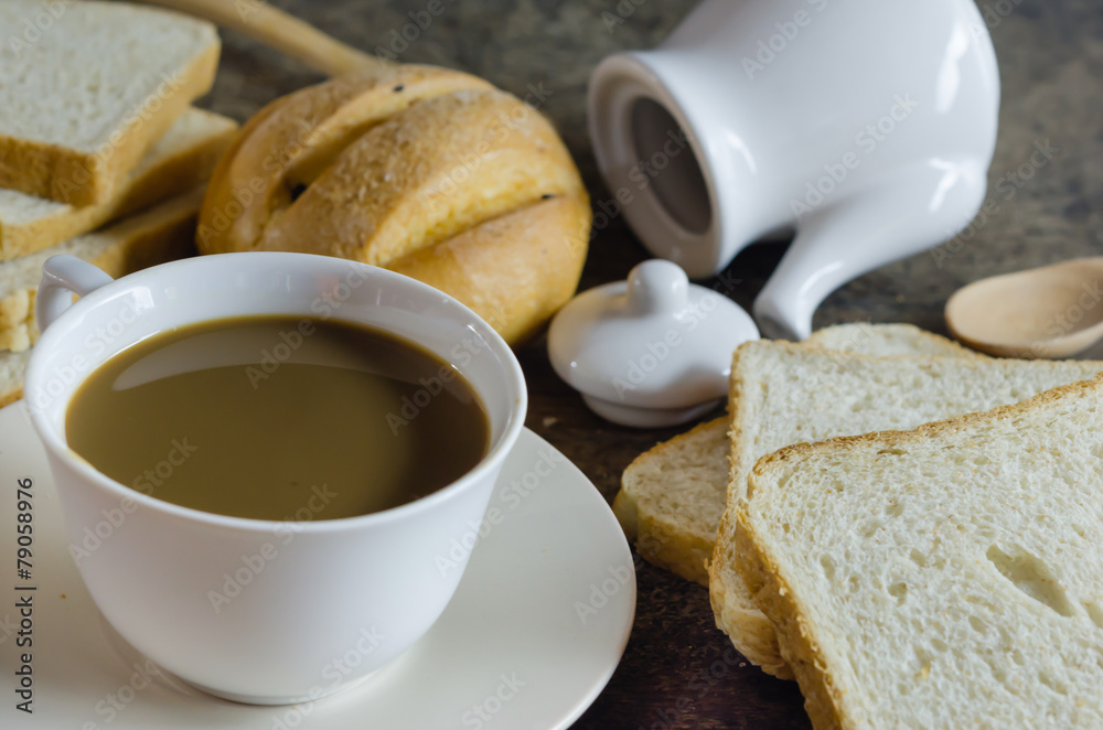 hot coffee and bread hot coffee and bread