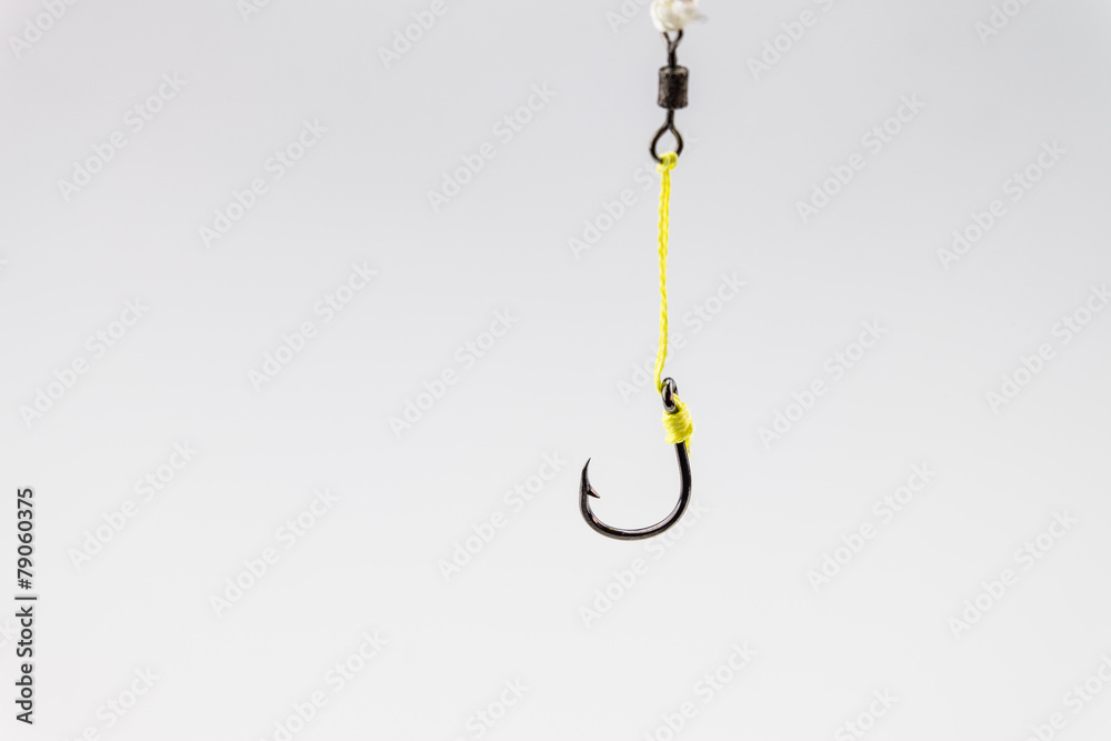 Stainless steel fishing hook isolated on white