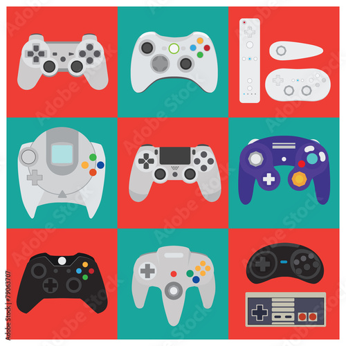 Set of flat vector high quality gamepads