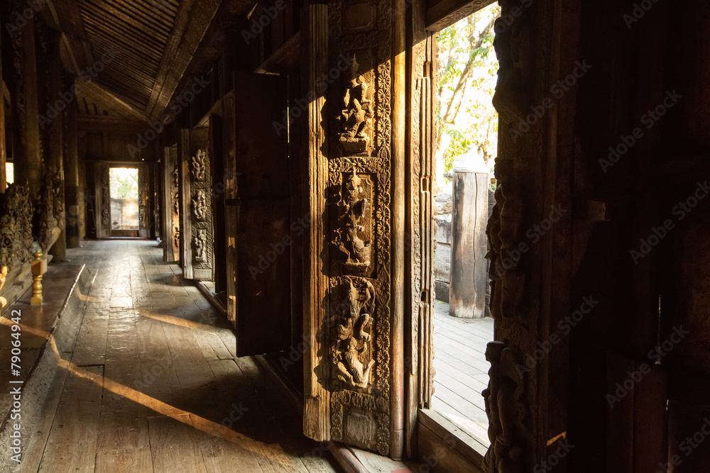 Ancient teak monastery of Shwenandaw Kyaung in Mandalay, Myanmar