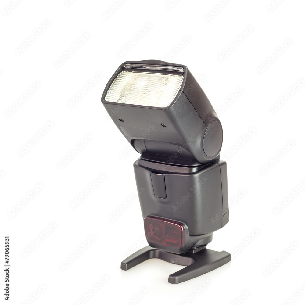 Camera speedlight flash over white Camera speedlight flash over white