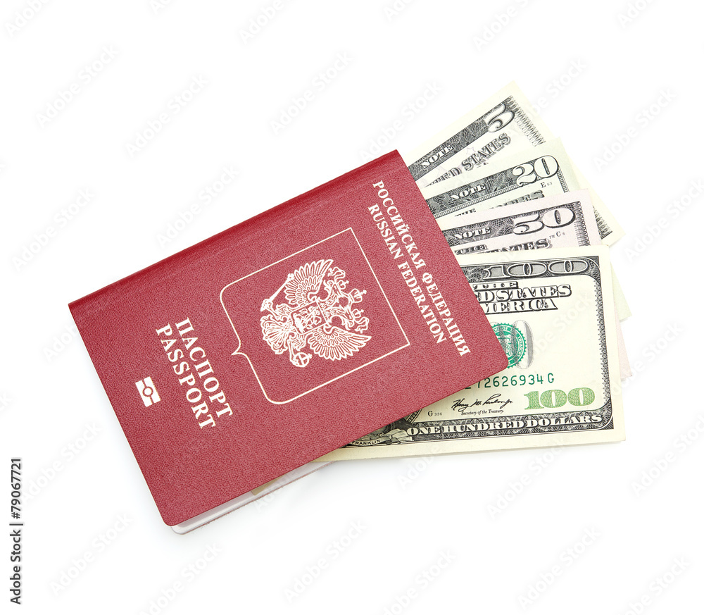 Russian passport with American dollars Russian passport with American dollars