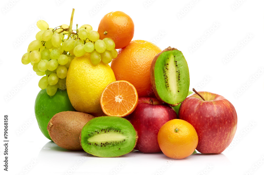 Composition with fruits isolated on a white