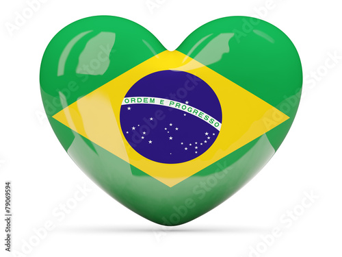 Heart shaped icon with flag of brazil