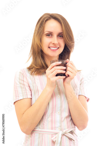 Woman smiling drinking tea