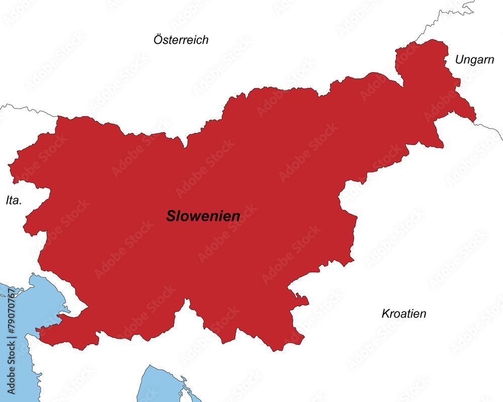 Slowenien in rot (beschriftet)